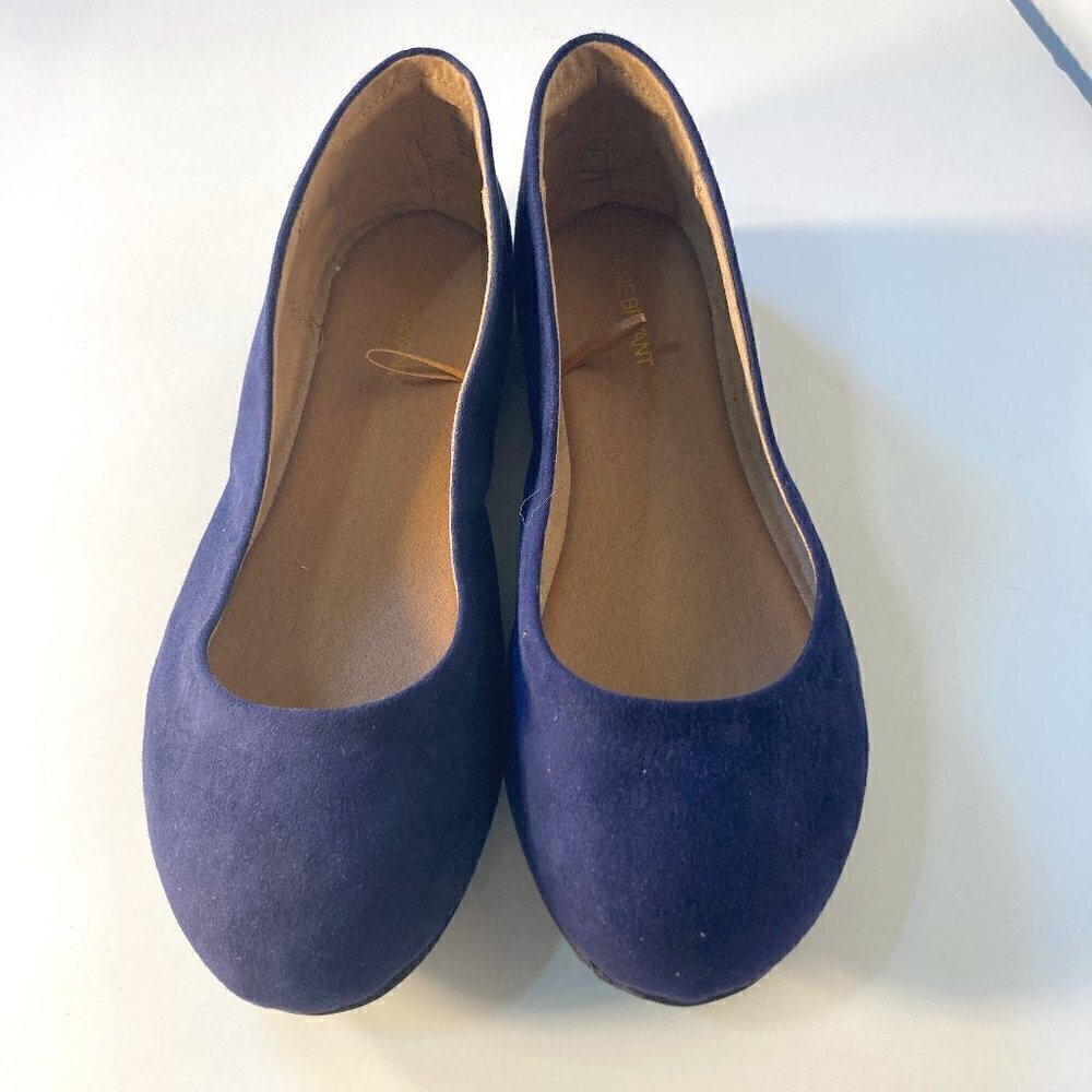 Lane Bryant SZ 11W Navy vegan suede Ballet Flats Comfy Academia Cottage Staple